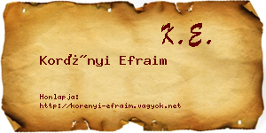 Korényi Efraim névjegykártya